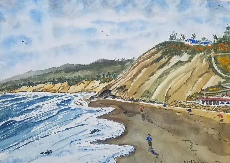 Long Beach Afternoon — watercolor by Wade Norman