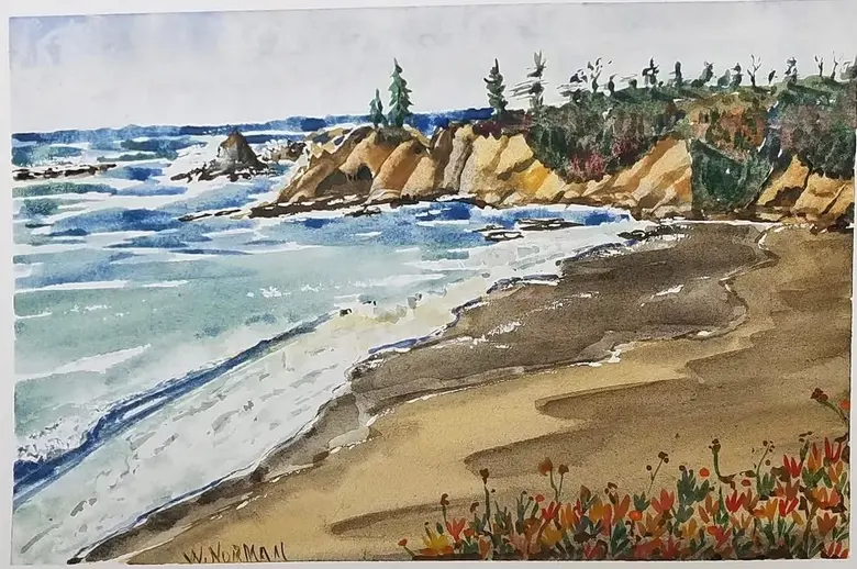 Wildflowers Above the Cove — watercolor by Wade Norman