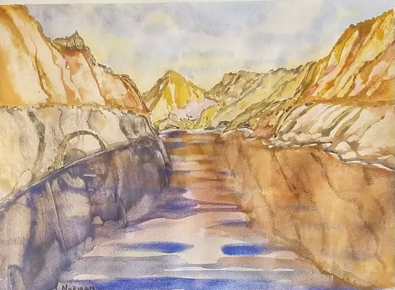 The Sea Cave — watercolor by Wade Norman