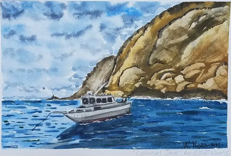 Anchored Below the Point — watercolor by Wade Norman