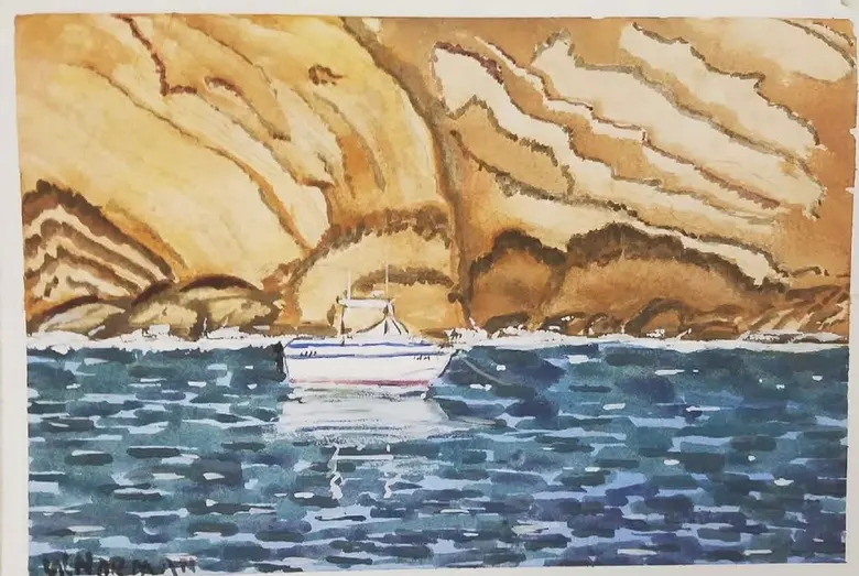 Into the Sea Cave — watercolor by Wade Norman