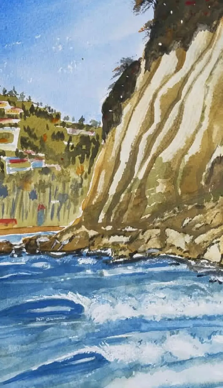 Coastal Cliffs — watercolor by Wade Norman