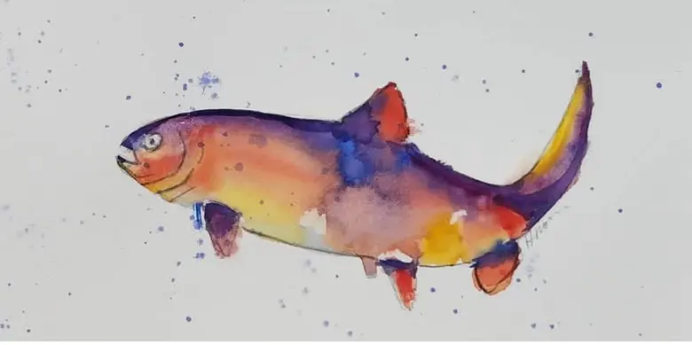 The Trout — watercolor by Wade Norman