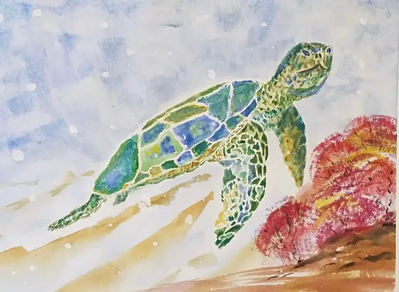 Sea Turtle — watercolor by Wade Norman