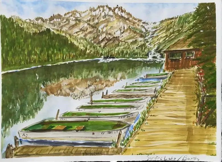 The Boat Dock — watercolor by Wade Norman