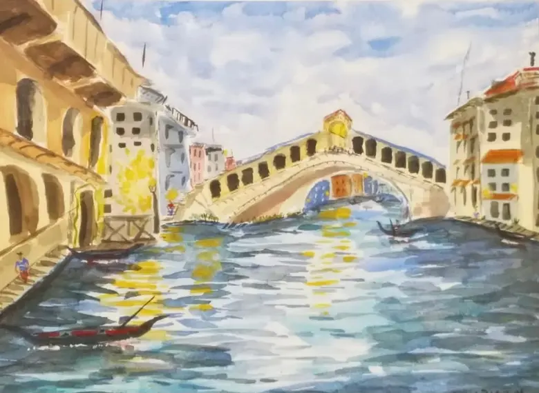 The Rialto, Venice — watercolor by Wade Norman