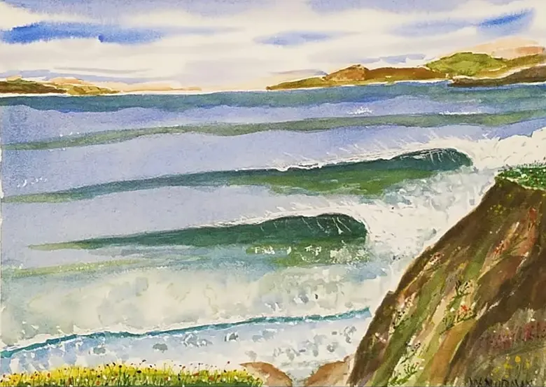 The Wave — watercolor by Wade Norman