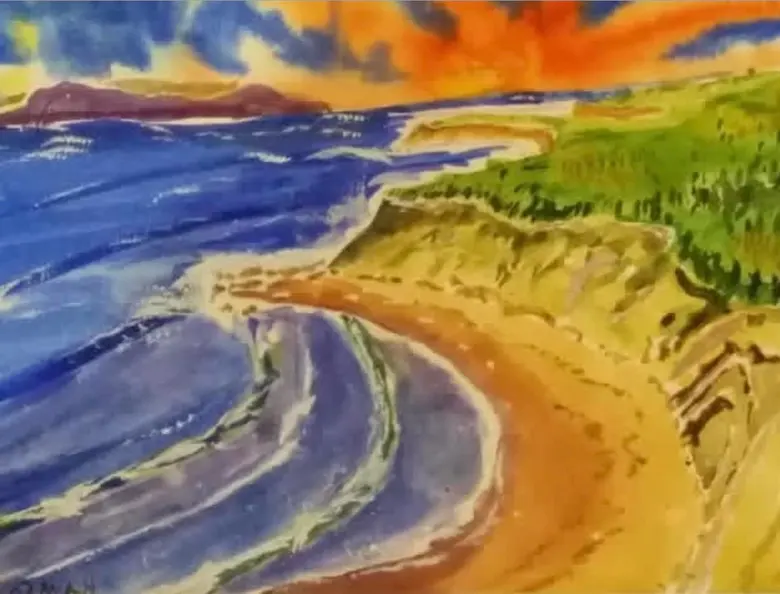 Sunset Cove — watercolor by Wade Norman