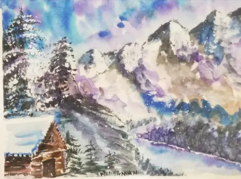 First Snow — watercolor by Wade Norman