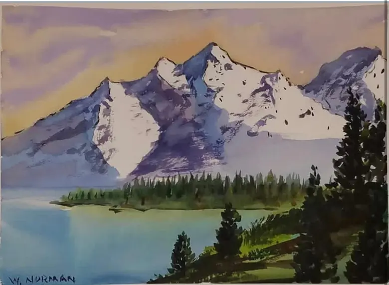 Alpine Lake — watercolor by Wade Norman