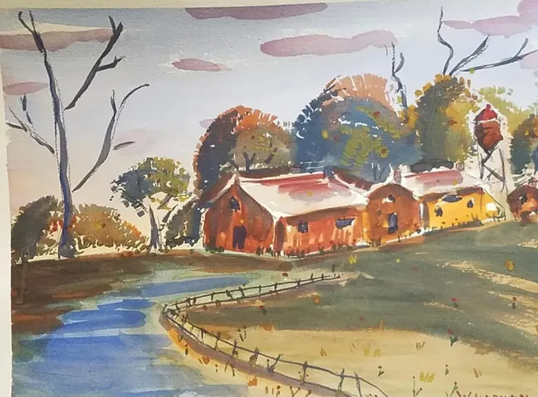 Autumn Road — watercolor by Wade Norman