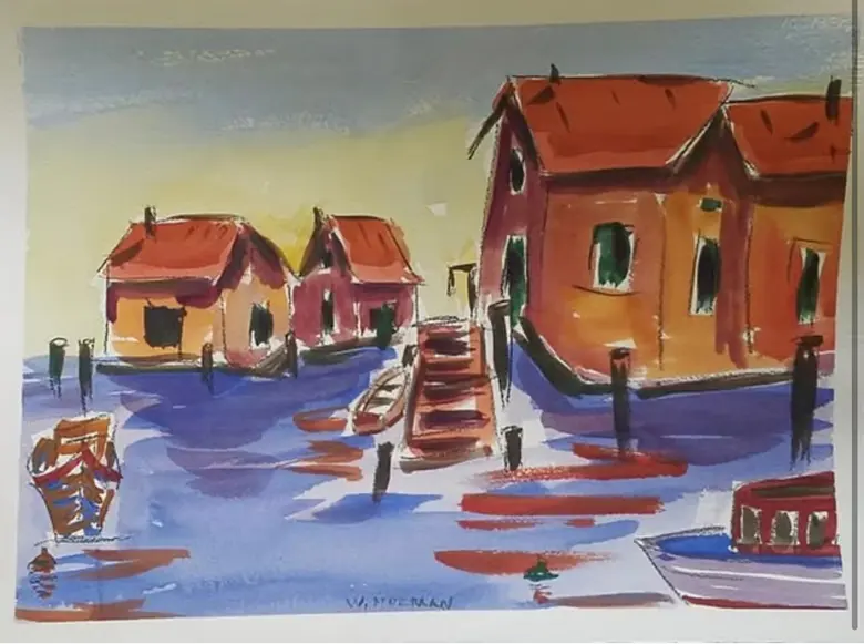 Fishing Village — watercolor by Wade Norman