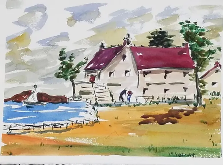 The Farmhouse — watercolor by Wade Norman
