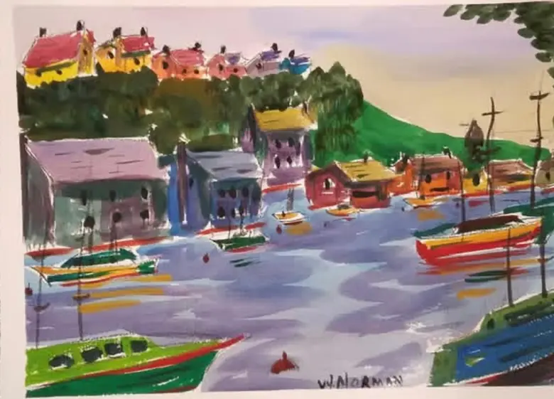 Boats and Rooftops — watercolor by Wade Norman