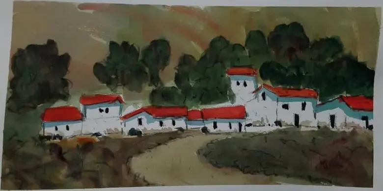 Adobe Village — watercolor by Wade Norman