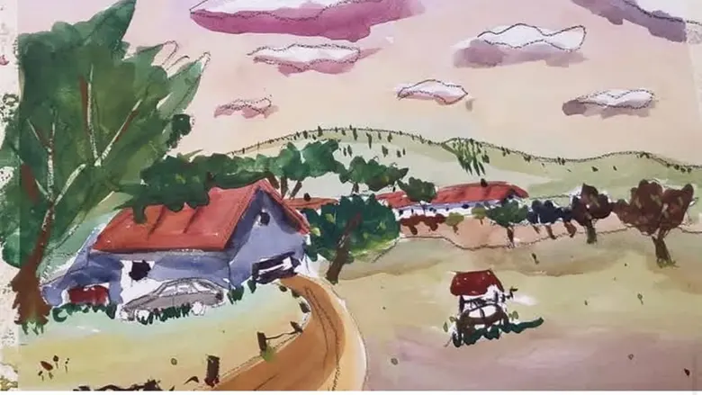 Cottage on the Hill — watercolor by Wade Norman